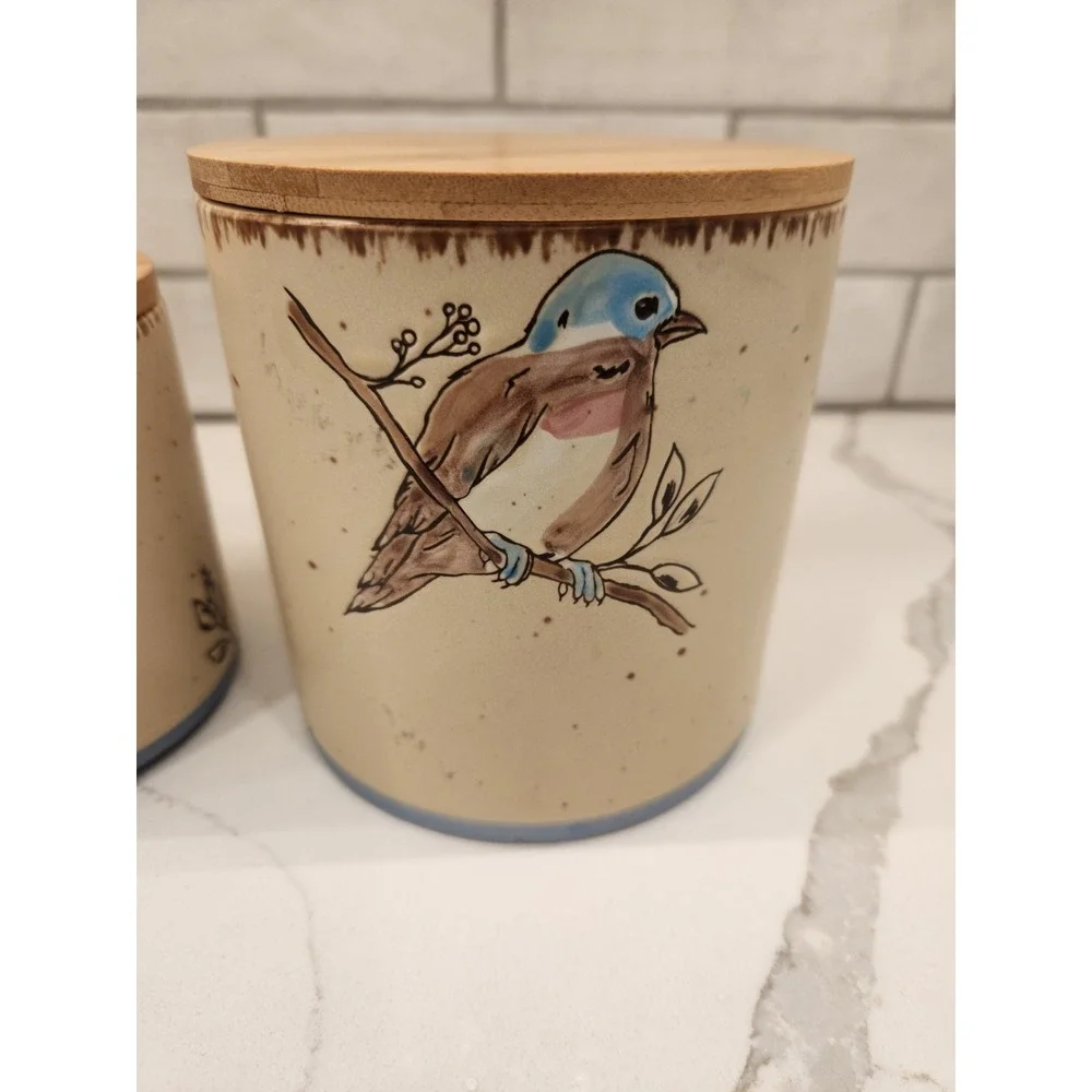 Set Of 2 InHomestylez‎ Canister Set Spectrum Bluebird Spring Birds 4
